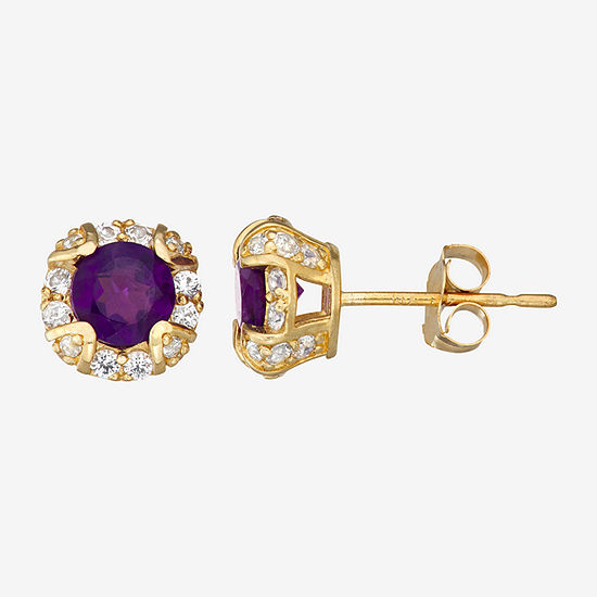 Lab Created Purple Amethyst 10K Gold 1/4 Inch Stud Earrings