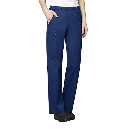 Wink Wonderwork Pull-On Cargo Womens Tag Free Scrub Pants, Petite Small, Blue