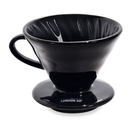 London Sip Ceramic 1-2-Cup Coffee Dripper, One Size, Black