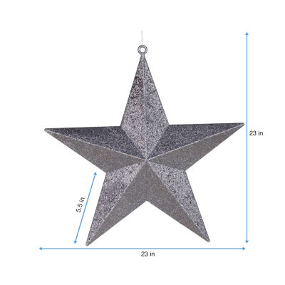 23'' Commercial Size Pewter-colored Glitter 5-Pointed Star Christmas Ornament