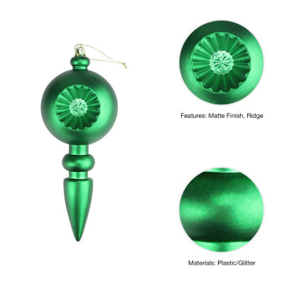 4ct Retro Reflector Shatterproof Matte Christmas Finial Ornaments 7.5