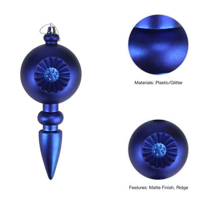 4ct Matte Royal Blue Retro Reflector Shatterproof Christmas Finial Ornaments 7.5"