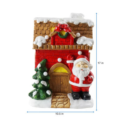 16'' Red LED Lighted House with Santa Musical Christmas Tabletop Figurine