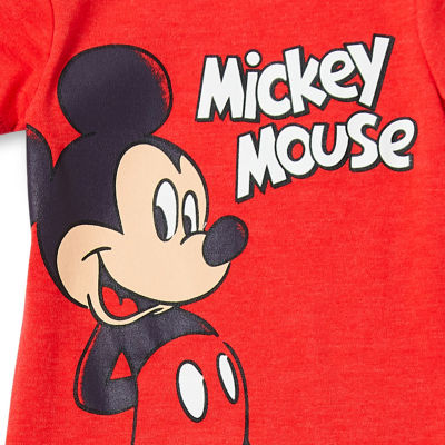 Disney Baby Boys Crew Neck Short Sleeve Mickey Mouse Bodysuit