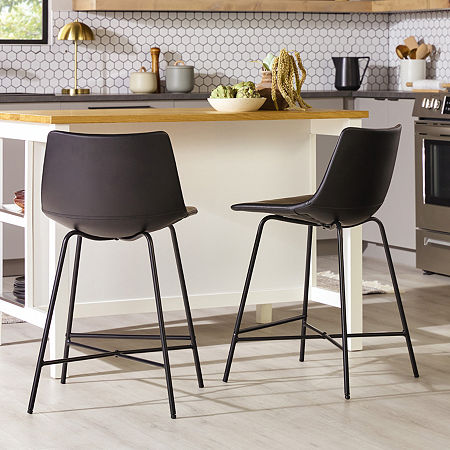 2-pc. Counter Height Upholstered Bar Stool, One Size, Black