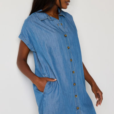 a.n.a Womens Short Sleeve Shirt Dress