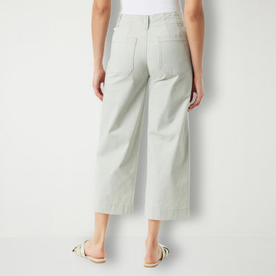 Gloria Vanderbilt® Shape Effect Patch Pocket Womens High Rise Wide Leg Cropped Pants