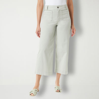 Gloria Vanderbilt® Shape Effect Patch Pocket Womens High Rise Wide Leg Cropped Pants