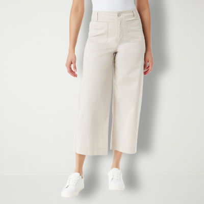 Gloria Vanderbilt® Shape Effect Patch Pocket Womens High Rise Wide Leg Cropped Pants