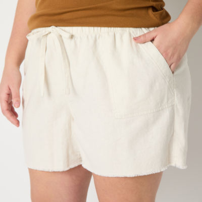 a.n.a Womens High Rise Pull-On Short Plus