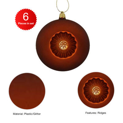 6ct Burnt Orange Shatterproof Matte Christmas Ball Ornaments 4'' (100mm)