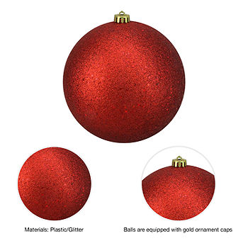 Shatterproof Red Hot Holographic Glitter Christmas Ball Ornament 8 inch (200mm)