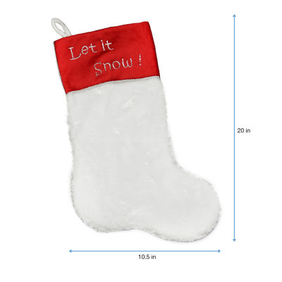 20'' White and Red Shadow Velveteen Cuff Christmas Stocking