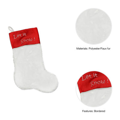 20'' White and Red Shadow Velveteen Cuff Christmas Stocking