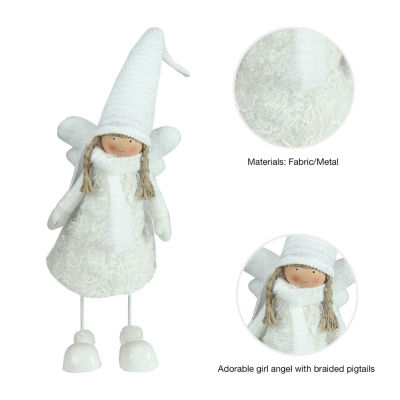 26.75'' White Bobble Girl Angel Christmas Tabletop Figurine