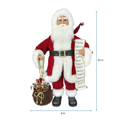 Kurt Adler 34-Inch Kringle Klaus Traditional  And List Santa Figurine