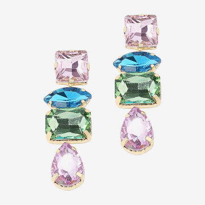 Bijoux Bar Gold Tone Multi Color Stone Drop Earrings