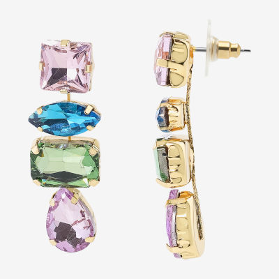 Bijoux Bar Gold Tone Multi Color Stone Drop Earrings