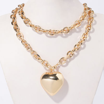 Bijoux Bar Gold Tone Womens Heart Pendant Necklaces