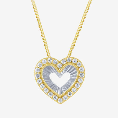 (G/Si2) Womens 1/4 CT. T.W. Lab Grown White Diamond 10K Gold Heart 18 Inch Pendant Necklace