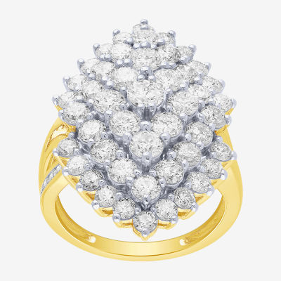 (G/ Si2) Womens 4 CT. T.W. Lab Grown White Diamond 10K Gold Marquise Cocktail Ring