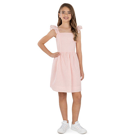 Speechless Big Girls Sleeveless Flutter Sleeve A-Line Dress, 7, Pink