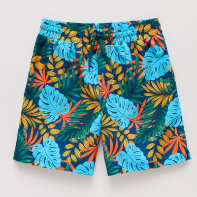 Thereabouts Little & Big Kid Boys Palm Above The Knee Swim Trunks