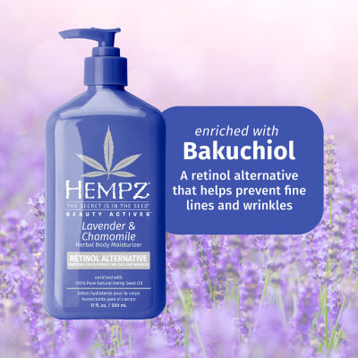 Hempz Lavender & Chamomile Herbal Body Moisturizer With Retinol Alternative 17 Oz.