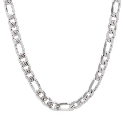 Steeltime Mens Stainless Steel Hypoallergenic 24 Inch Figaro Chain Necklace