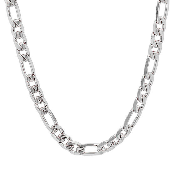Steeltime Stainless Steel 24 Inch Figaro Chain Necklace