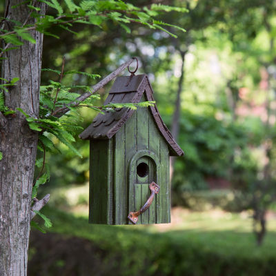 Glitzhome 11.75in Distressed Wooden Bird House