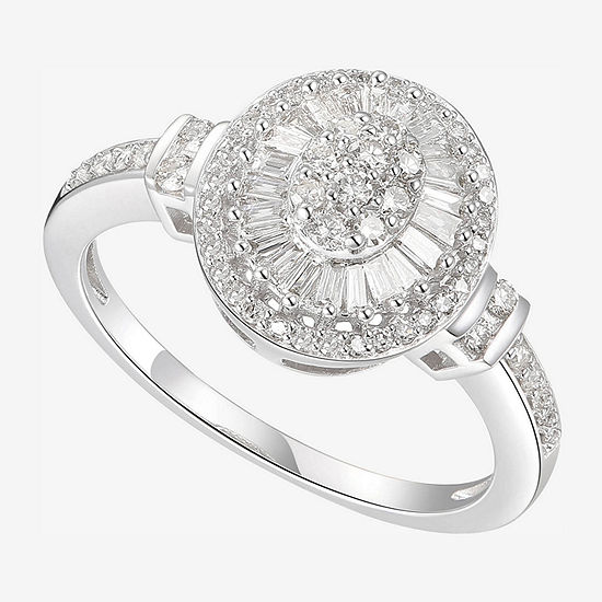 Diamond Blossom Womens 1/2 CT. T.W. Genuine White Diamond 10K White Gold Cocktail Ring