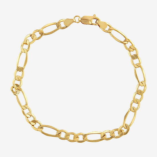 10K Gold 8 Inch Hollow Figaro Chain Bracelet