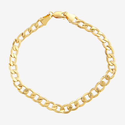 10K Gold 8-8.5 Inch Hollow Curb Chain Bracelet