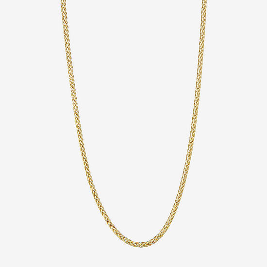 10K Gold 18 Inch Hollow Wheat Chain Necklace