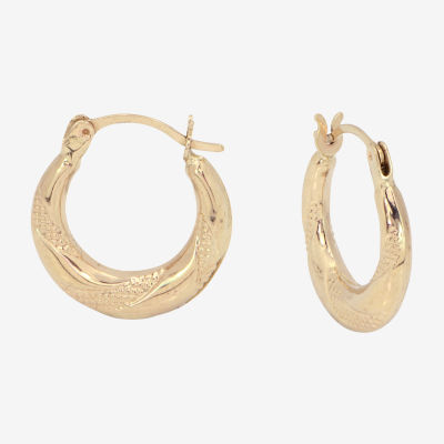 14K Gold 15mm Round Hoop Earrings