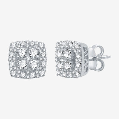 (H-I / I1) 1 CT. T.W. Lab Grown White Diamond Sterling Silver 9.7mm Stud Earrings