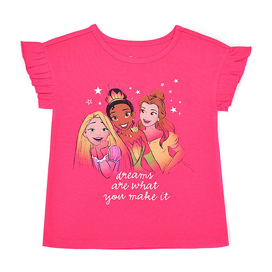 Okie Dokie Toddler Girls Crew Neck Princess Short Sleeve Graphic T-Shirt