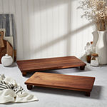 Denmark 2pc Footed Acacia Plank Trays Wood Cheese Board