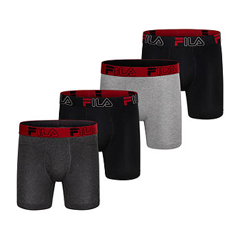 Fila Men's 6 Boxer Briefs Fly Front, 90% Polyester 10% Spandex, 4