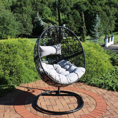 Jackson Outdoor Hanging Egg Chair with Stand Gray