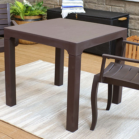 Square Patio Dining Table Brown, One Size, Brown