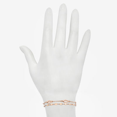 Bijoux Bar Delicates Rose Tone 7 Inch Link Chain Bracelet