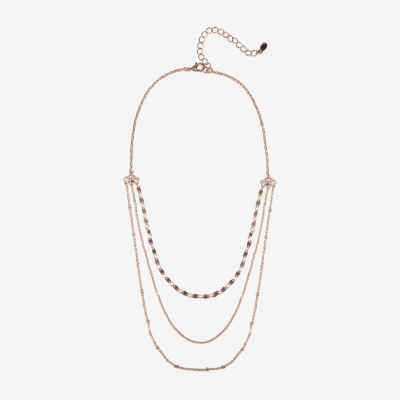 Bijoux Bar Delicates Rose Tone Cubic Zirconia 16 Inch Curb Chain Necklace
