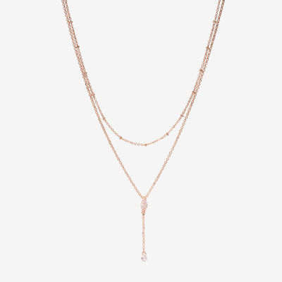 Bijoux Bar Delicates Rose Tone Glass 16 Inch Curb Strand Necklace
