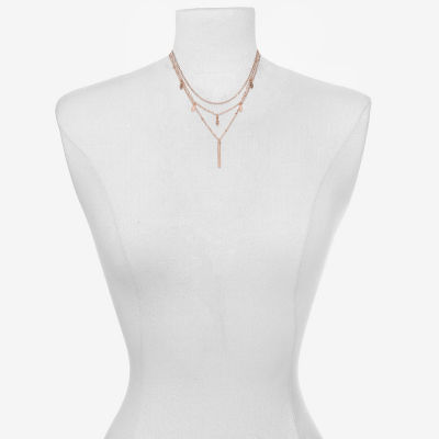 Bijoux Bar Delicates Rose Tone Glass 16 Inch Curb Chain Necklace