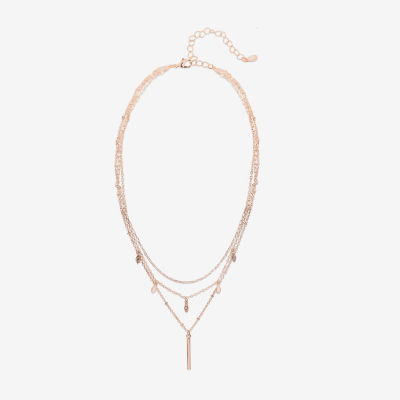 Bijoux Bar Delicates Rose Tone Glass 16 Inch Curb Chain Necklace