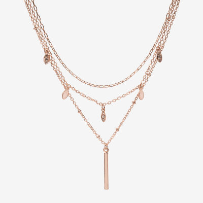 Bijoux Bar Delicates Rose Tone Glass 16 Inch Curb Chain Necklace