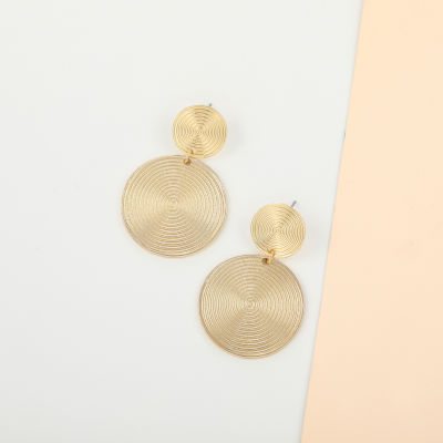 Bold Elements Gold Tone Round Drop Earrings