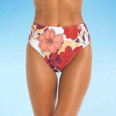 Mynah Womens Stretch Fabric Lined Floral High Waist Bikini Swimsuit Bottom